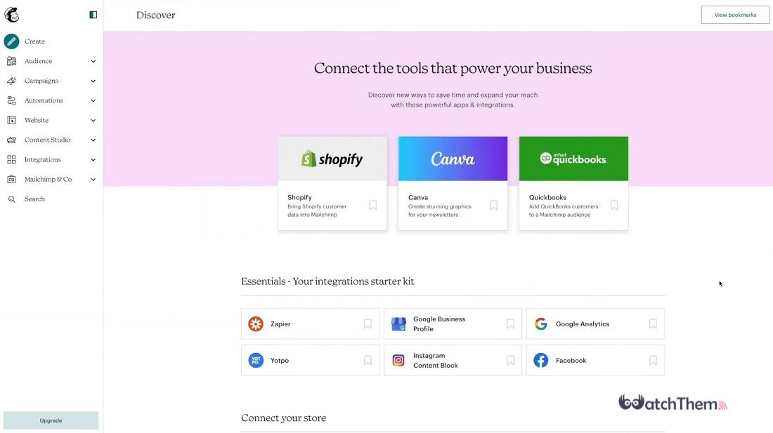 screenshot of Mailchimp email marketing platform dashboard