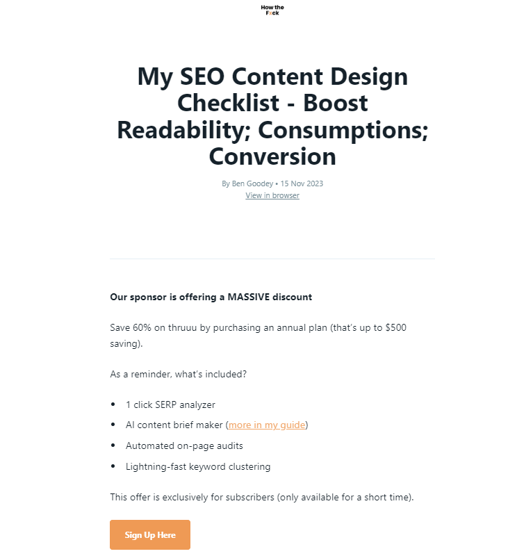 Ben Goodey email marketing campaign example