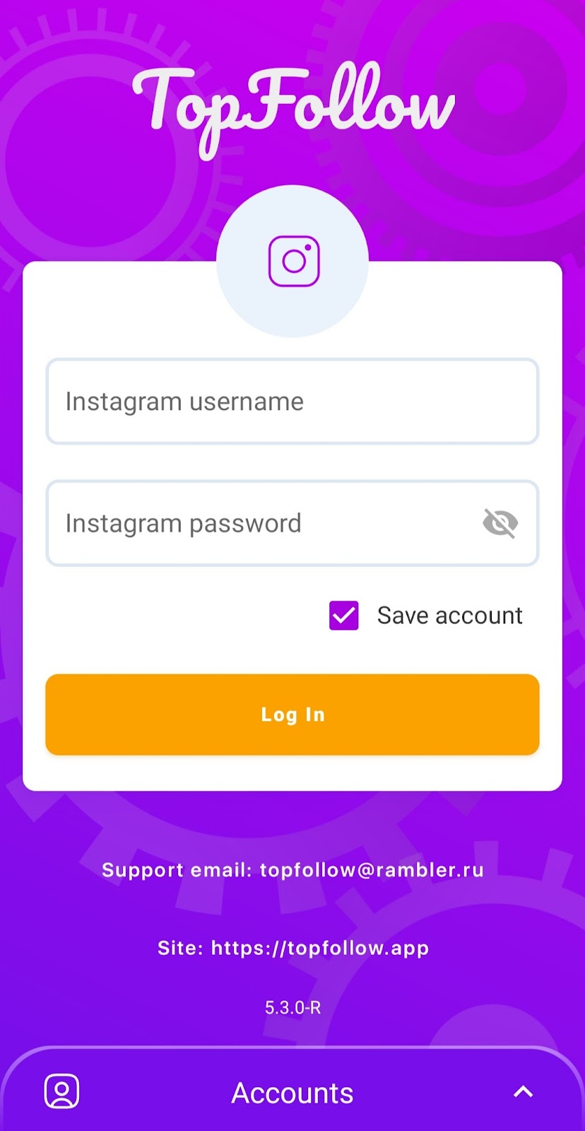 Instagram Username And Password in top follow app