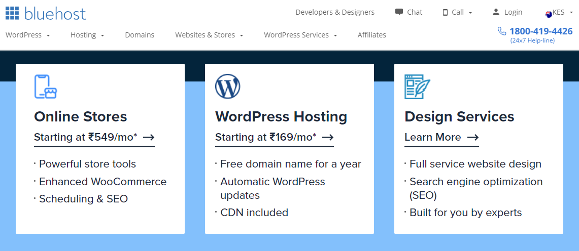 Bluehost webhosting in India