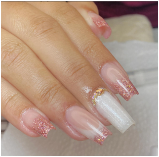 Pink Glitter Edge Glitter Nail Design