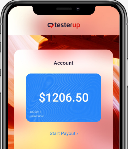 A view of how to cash out in the legit Testerup app. 