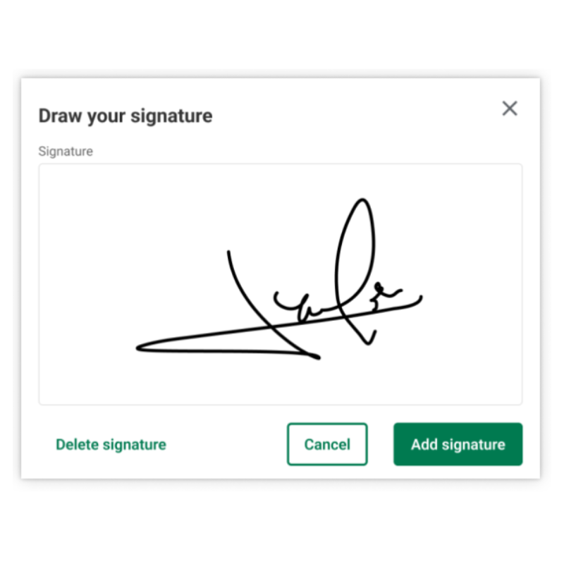 Draw your signature popup