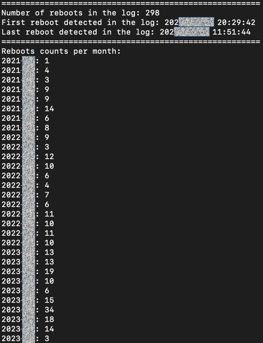 Reboot stats of a target Shutdown.log (Offer: Securelist)