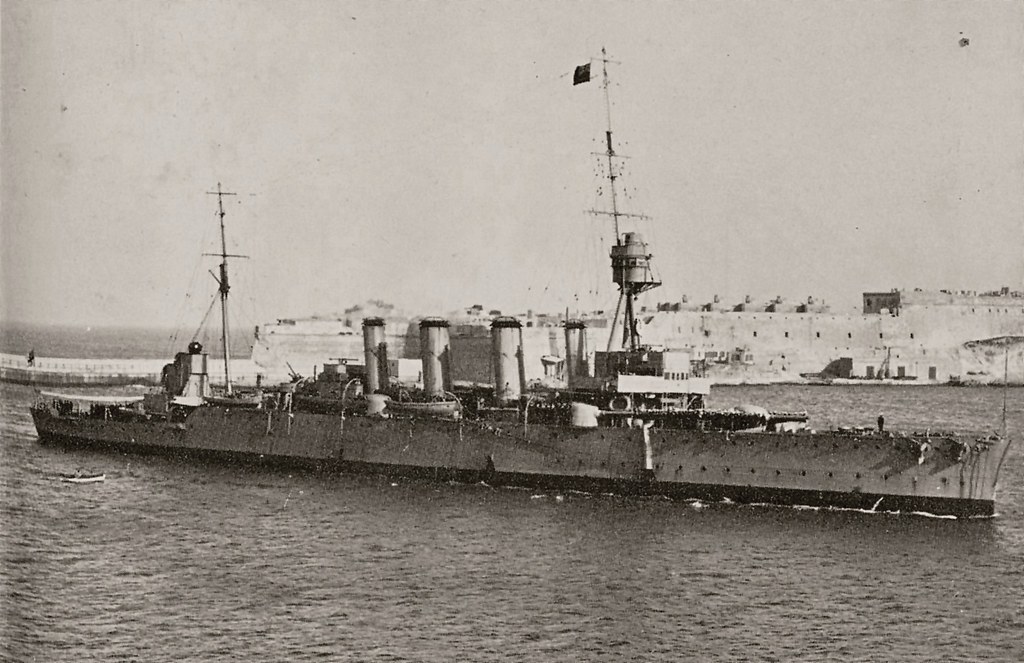 1926. Town Class Cruiser HMAS MELBOURNE [I> on exchange duty with the Mediterranean Fleet. Photo All