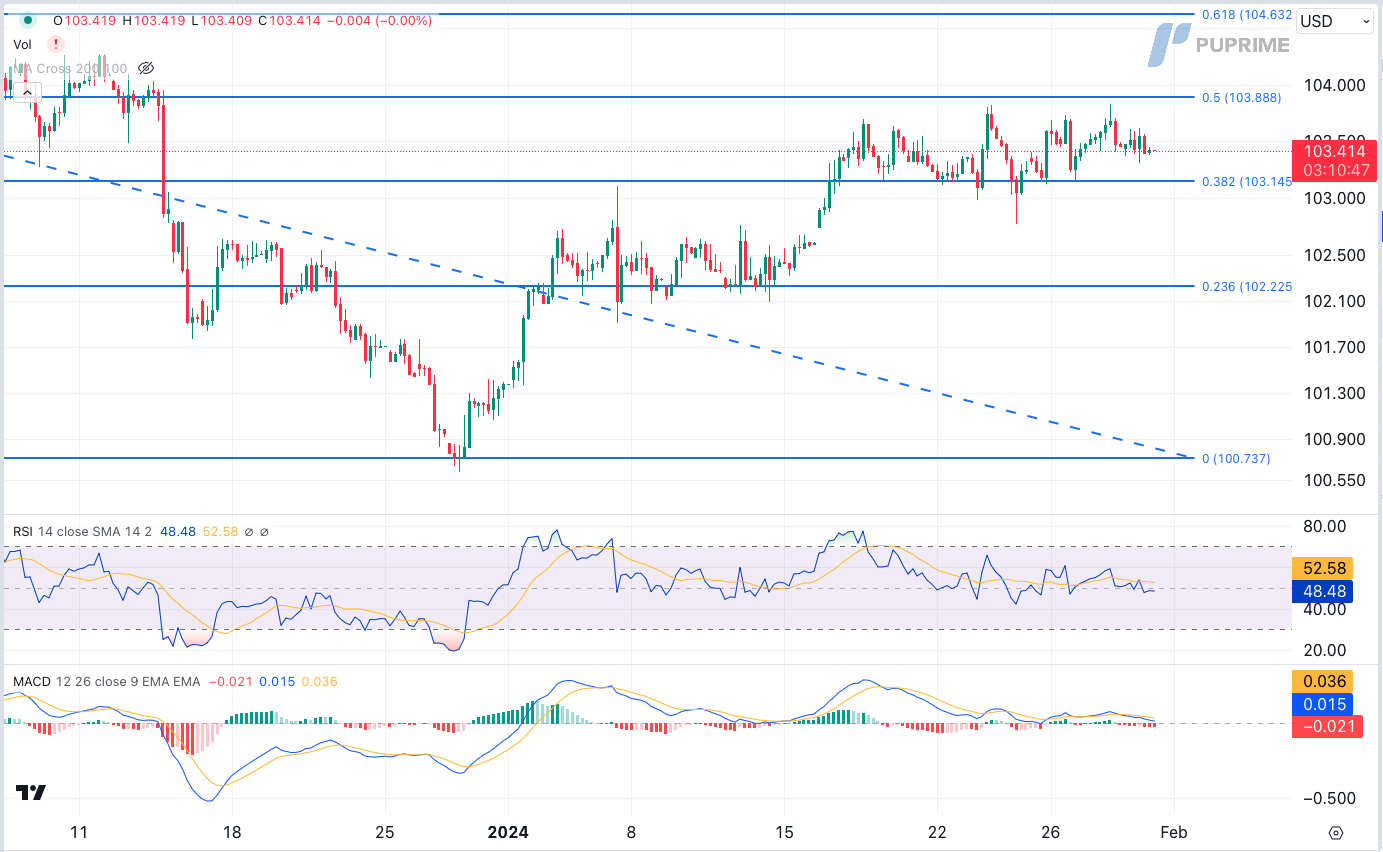 prop trading dollar index dxy price chart 31 January 2024