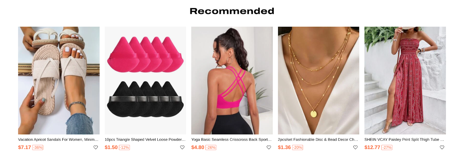 SHEIN recommended page