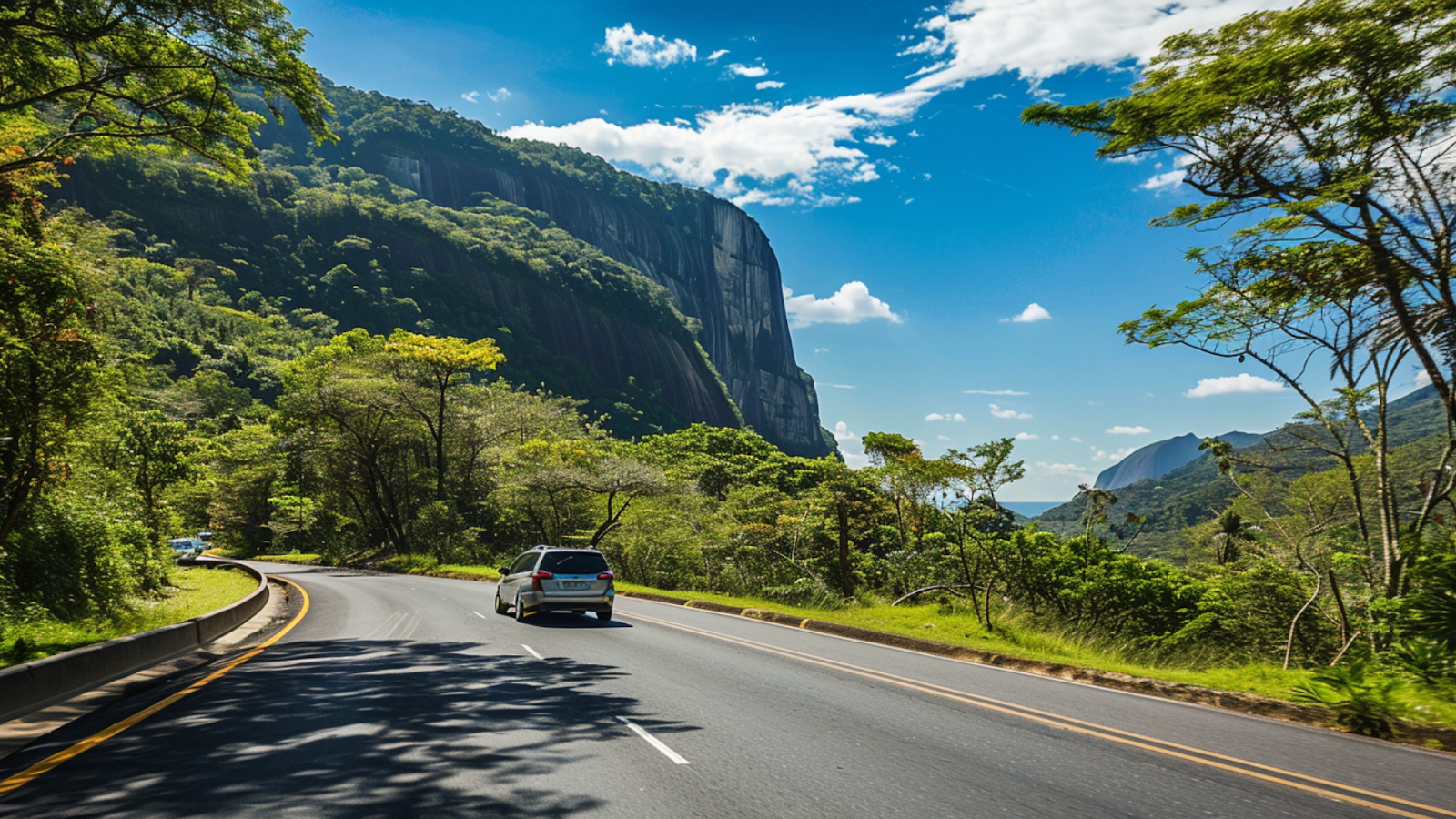 A scenic driving route heading to the mountains in Sao Paulo