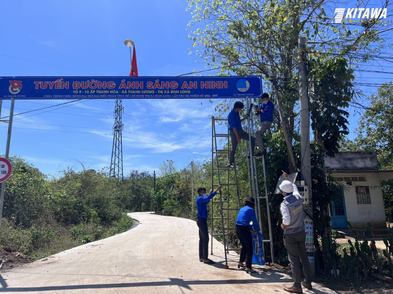 KITAWA tài trợ “Tuyến đường ánh sáng an ninh bằng đèn năng lượng mặt trời”