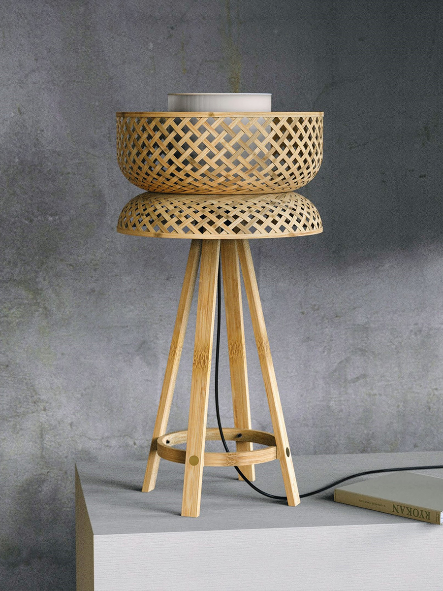 The Lotus Style Bamboo Table Lamp
