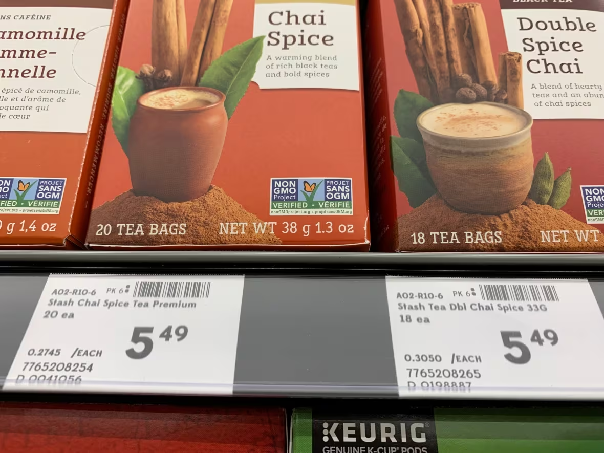 Picture of Chai Spice tea from the grocery store and the price.