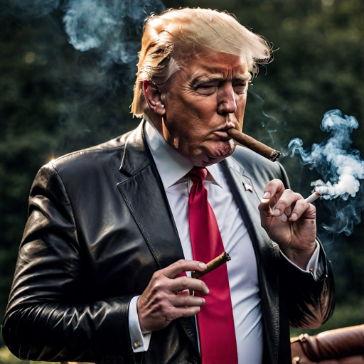 Daddy Trump smoking his blunt sporting thick smooth wealthy leather