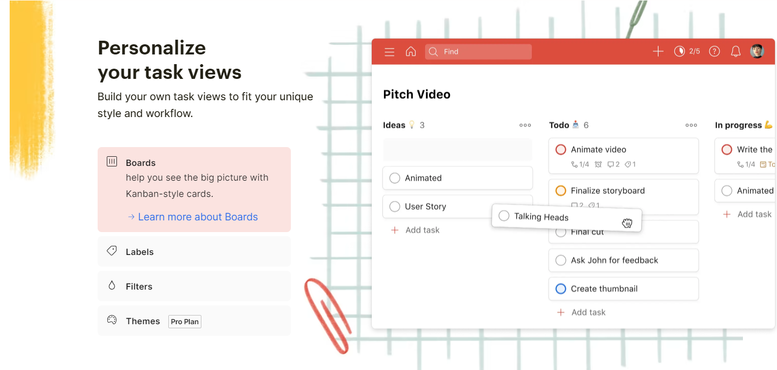 Personalize your task views with Todoist