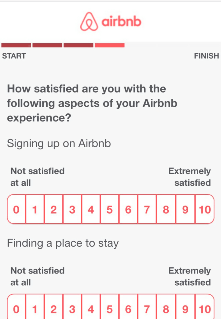 Airbnb's customer satisfaction form