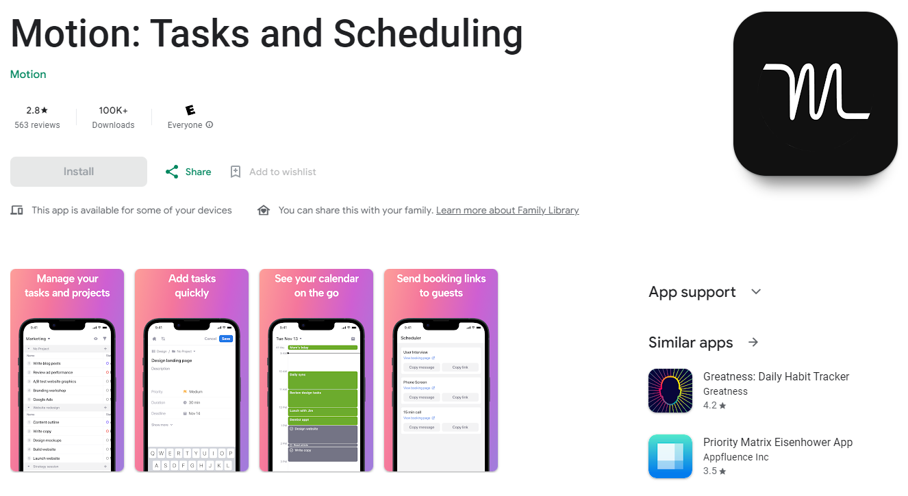 Motion Tasks and Scheduling