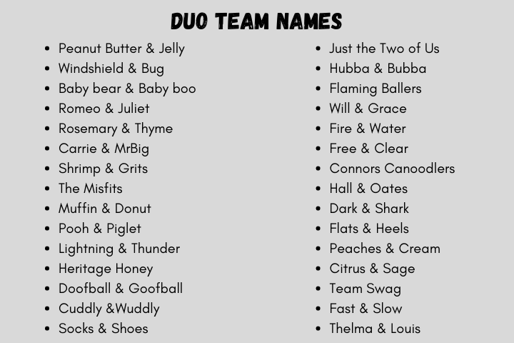 Duo Team Names