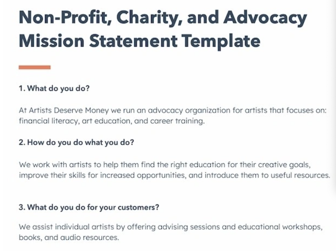  HubSpot Nonprofit Mission Statement Template