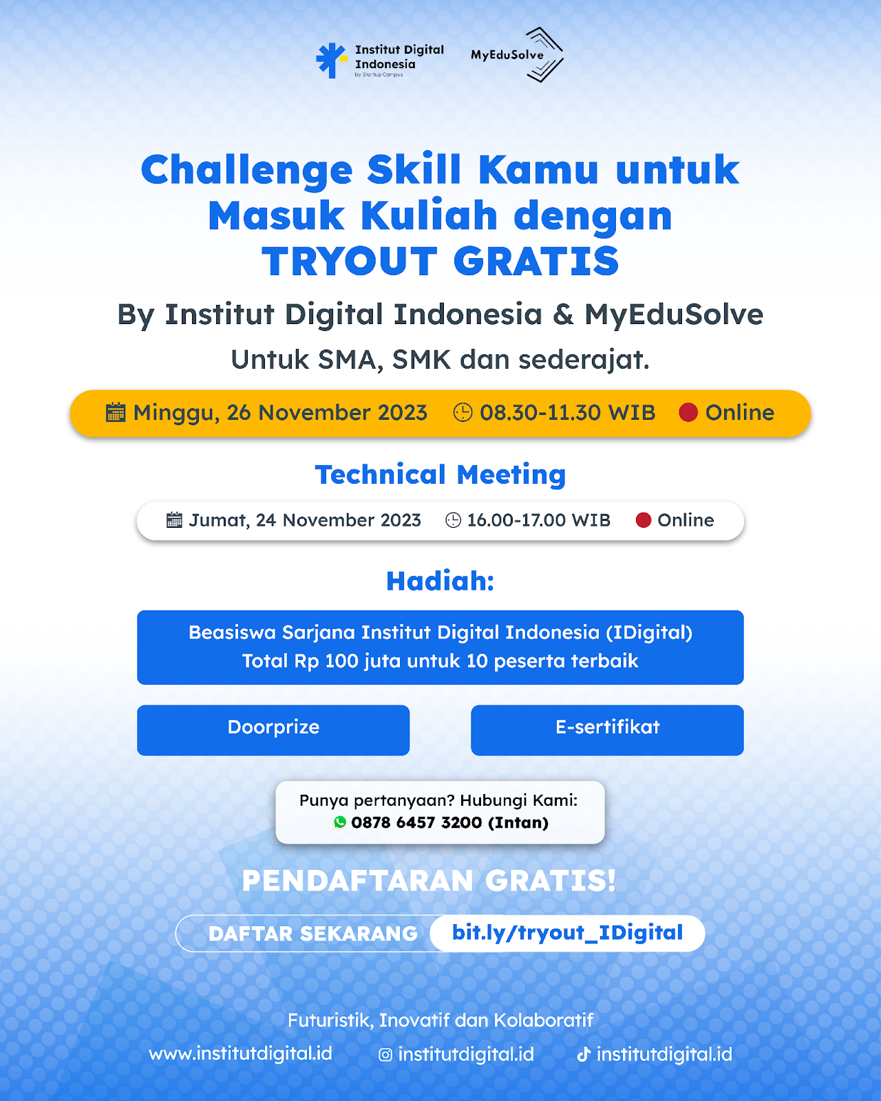 Tryout online gratis di Institut Digital Indonesia