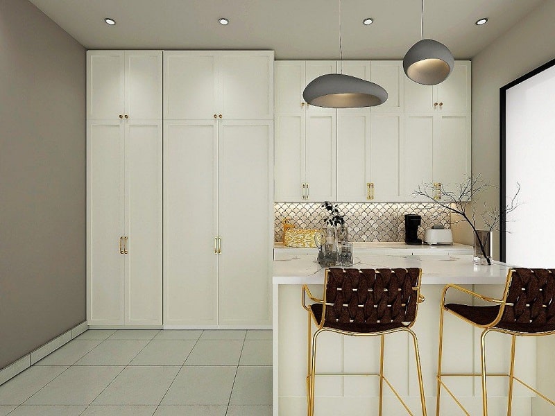 تصویر طراحی کابینت آشپزخانه سفید