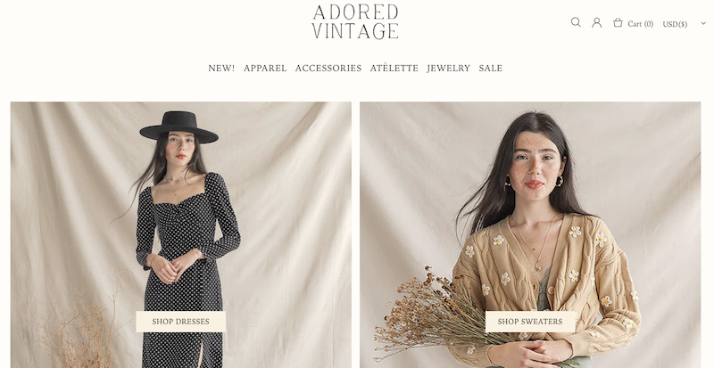 Adored Vintage is an online clothing store that uses Shopify to make $400 fast. 
