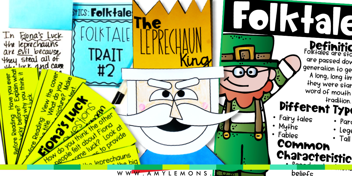 St. Patrick's Day activities for school featuring reading comprehension lessons for characteristics of a folktale.