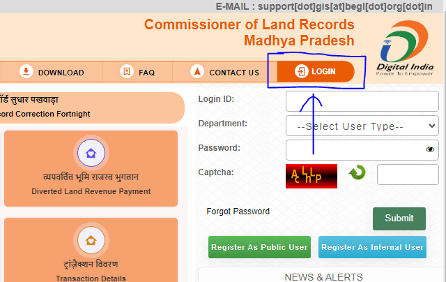 MP Bhulekh Portal Login/Registration