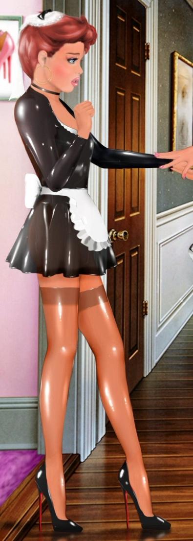 A person wearing a maid outfit

Description automatically generated