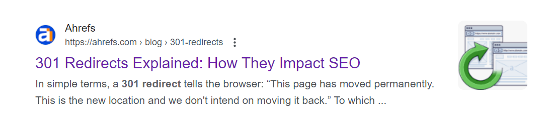 Screenshot of the Ahrefs article ranking at 5th position on Google. 