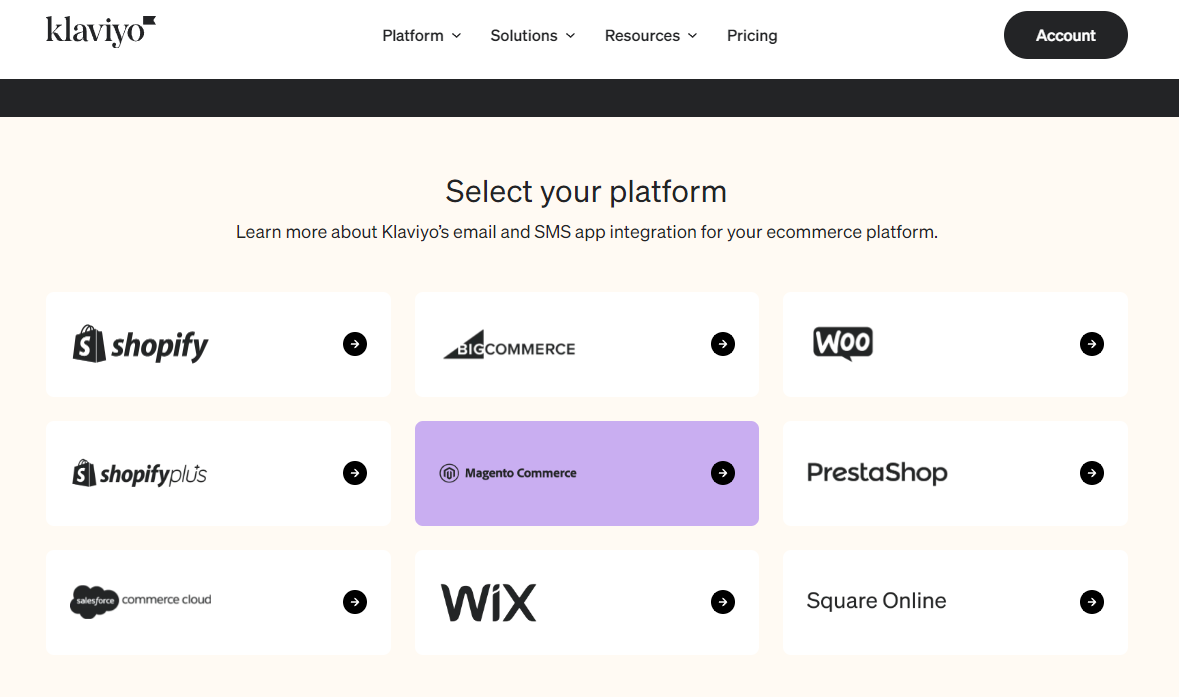 Integrations for Klaviyo