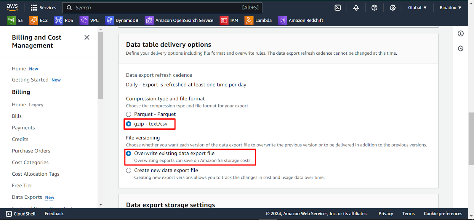 Data table delivery options