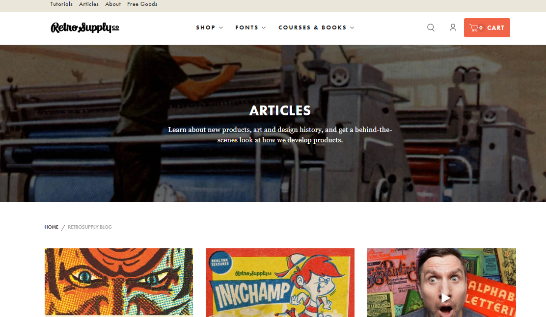 Webpage of Shopify Blog - RetroSupply Co.