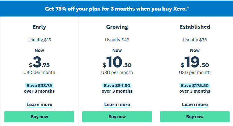 Xero Pricing Plans