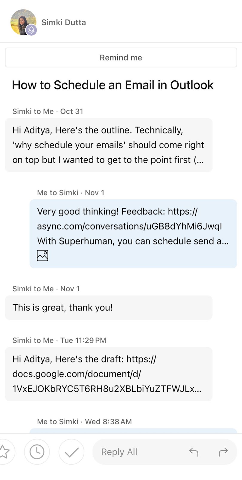 Superhuman Email Thread on iOS