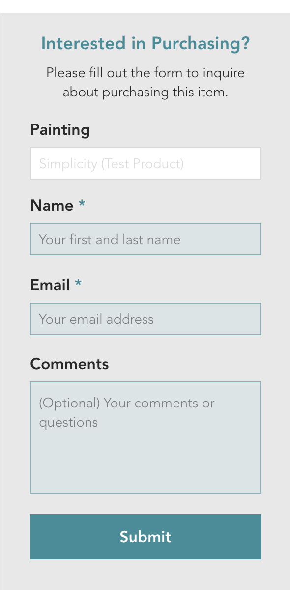 a screenshot of the purchasing form from a painting page