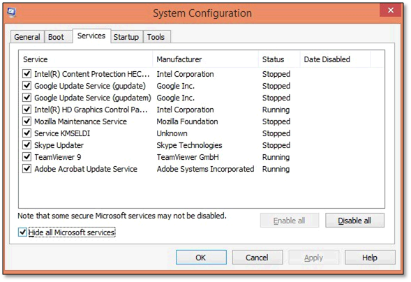 example of disable all in system configuration.