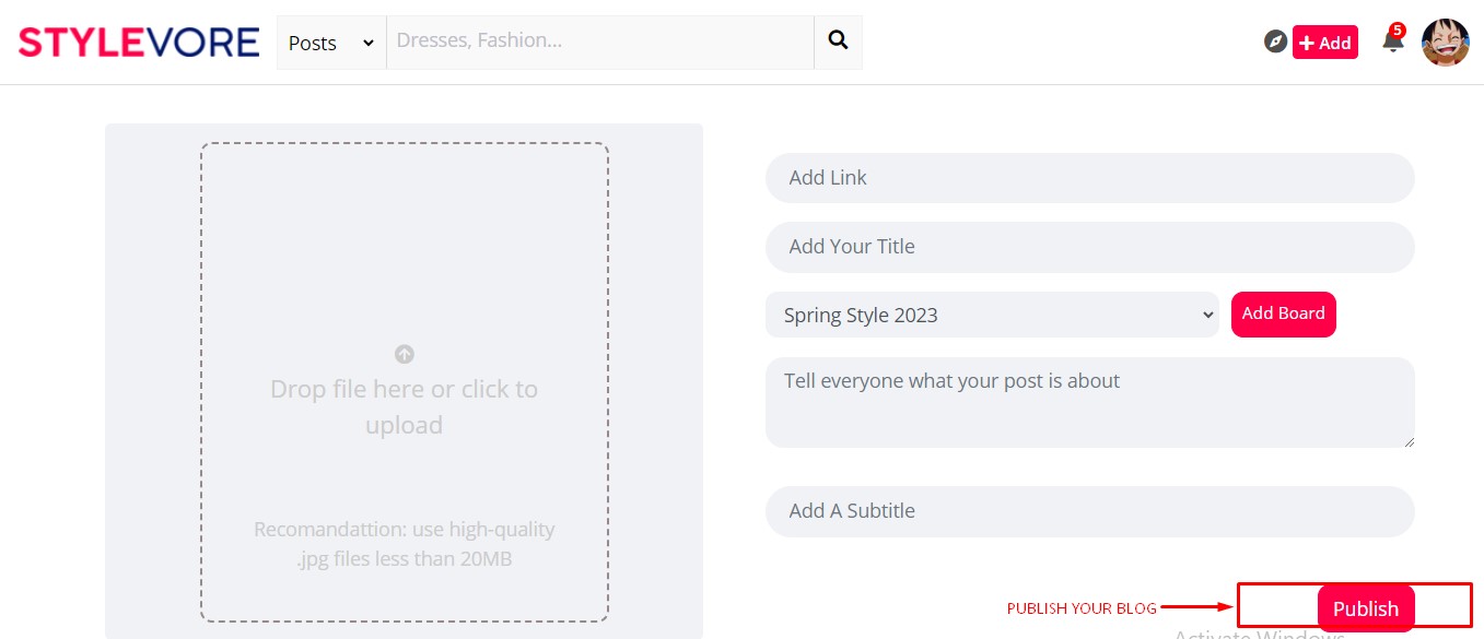 Step 3 to Create the Fashion Blog on Stylevore
