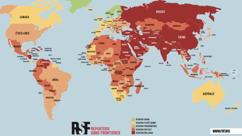 رتبه بندی کشورها از لحاظ آزادی مطبوعات در سال ۲۰۲۴. 
