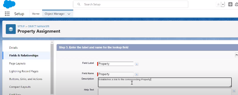 Step 7: Configure a Property Custom Field on the Property Assignment object  