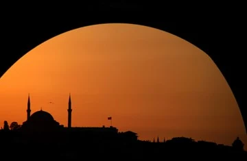 A far-sighted view of sunset at Istanbul