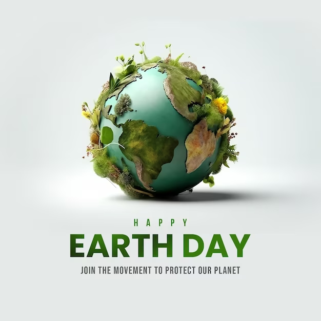 Happy Earth Day Below an Illustration of Earth