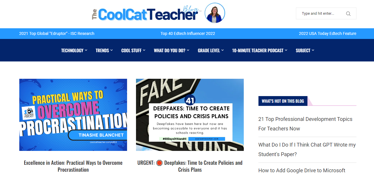 The Cool Cat Teacher Blog Homepage