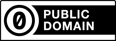 A zero inside a circle next to the words Public Domain