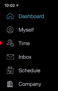 On the menu, click on Time and then on Timecard.