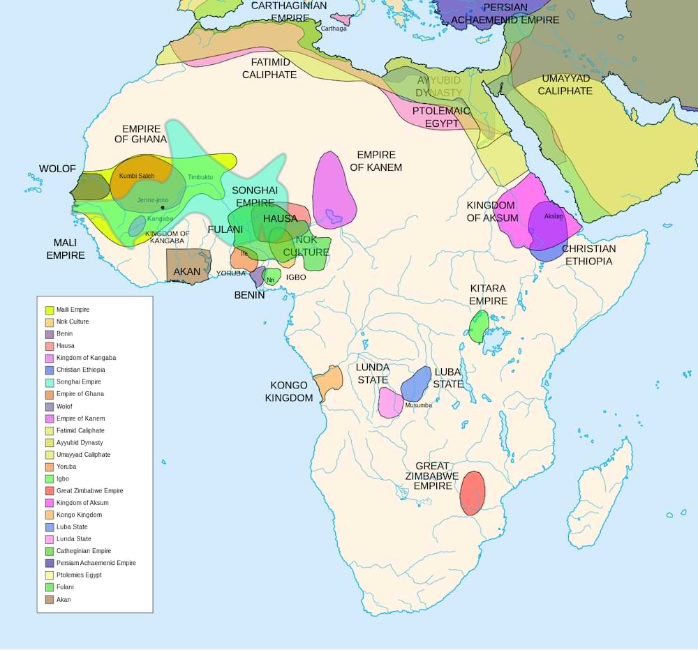 Map of Africa’s diverse kingdoms and empires before European colonization