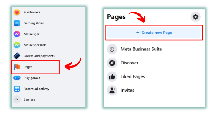 Creating a new Facebook page.