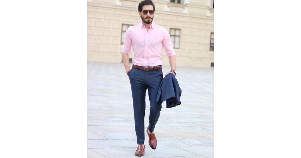 Pink shirt and Blue pants 