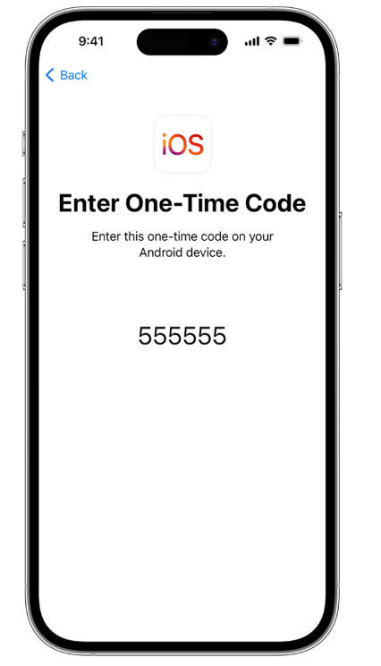 After tapping “Continue” from the Move to IOS app on an Android phone, wait for a six-digit or ten-digit code to appear on your iPhone screen.