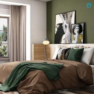 Three color combinations for bedroom walls, Green, brown and white