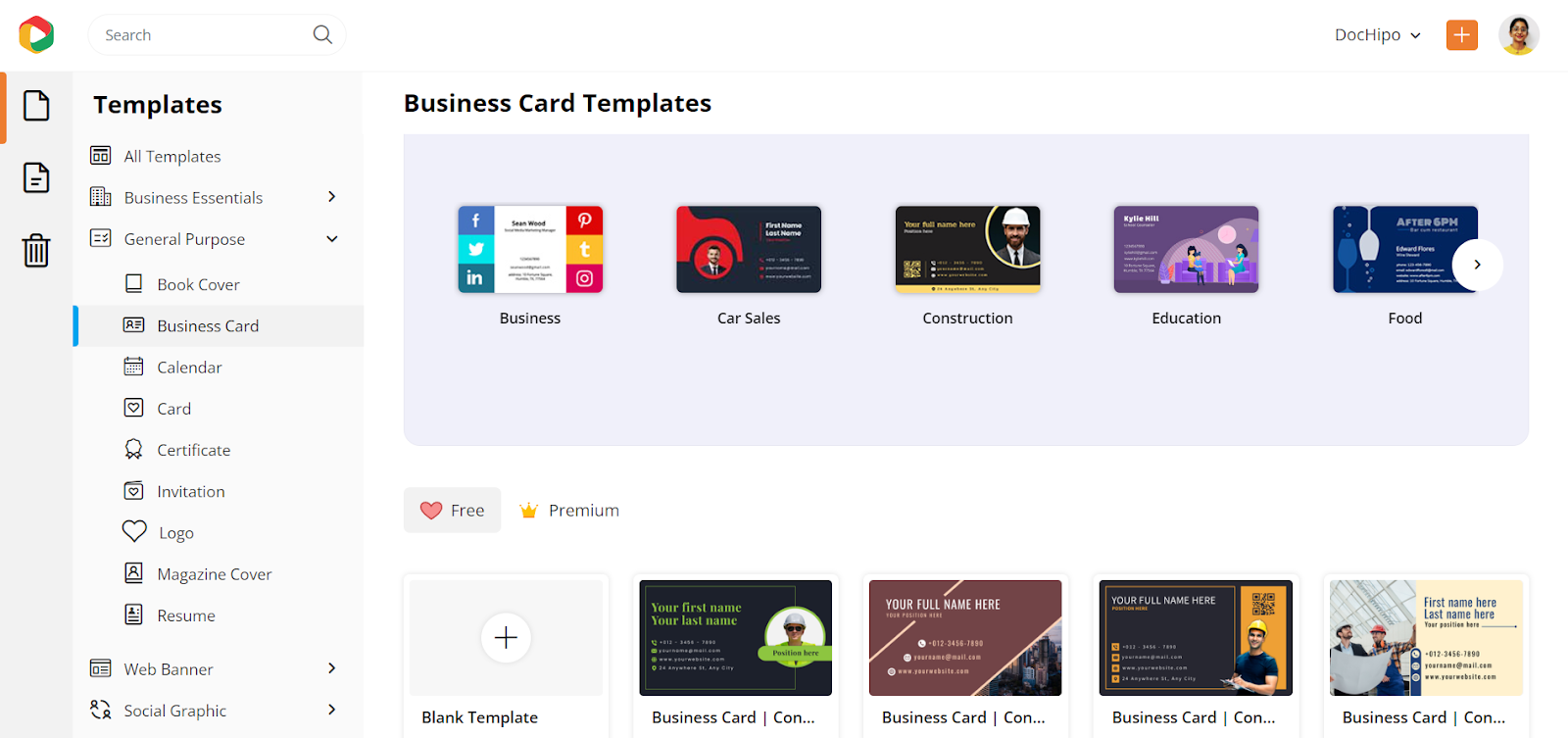 Choose a unique business card design template