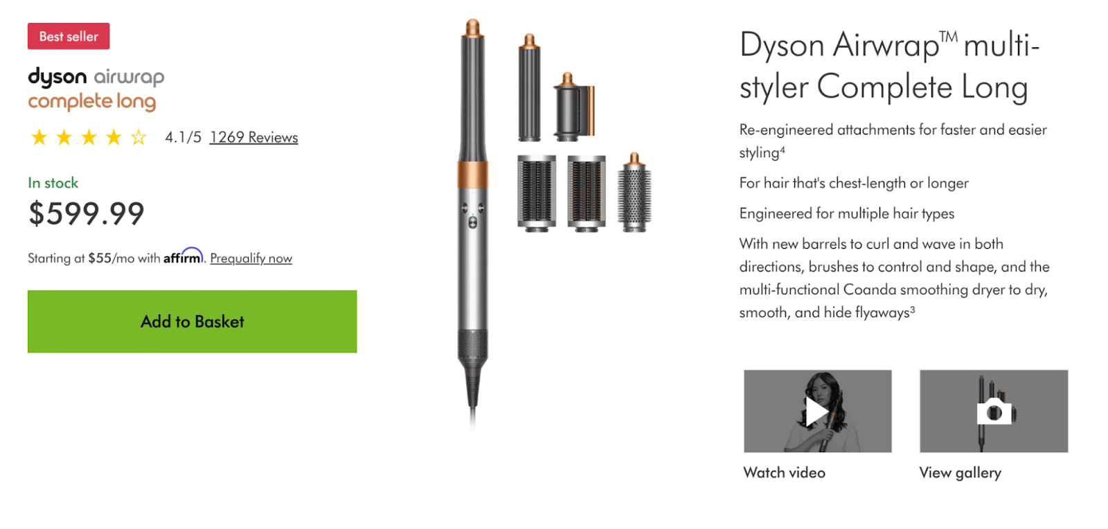 Dyson Airwrap, an example of a product bundle on Shopify